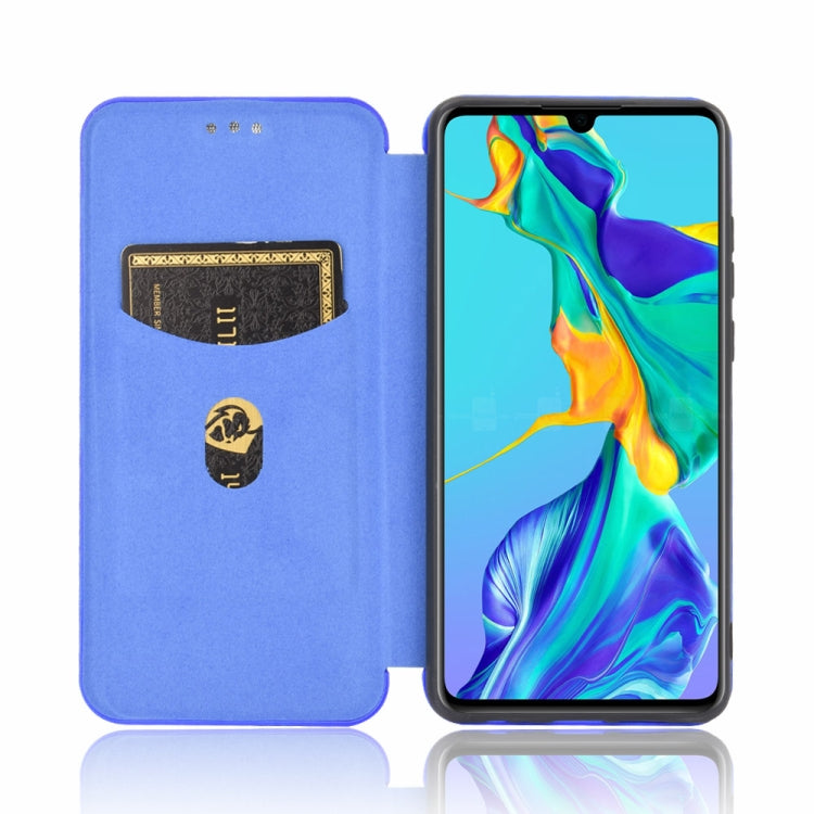 For Huawei P30 Carbon Fiber Texture Horizontal Flip TPU + PC + PU Leather Case with Card Slot