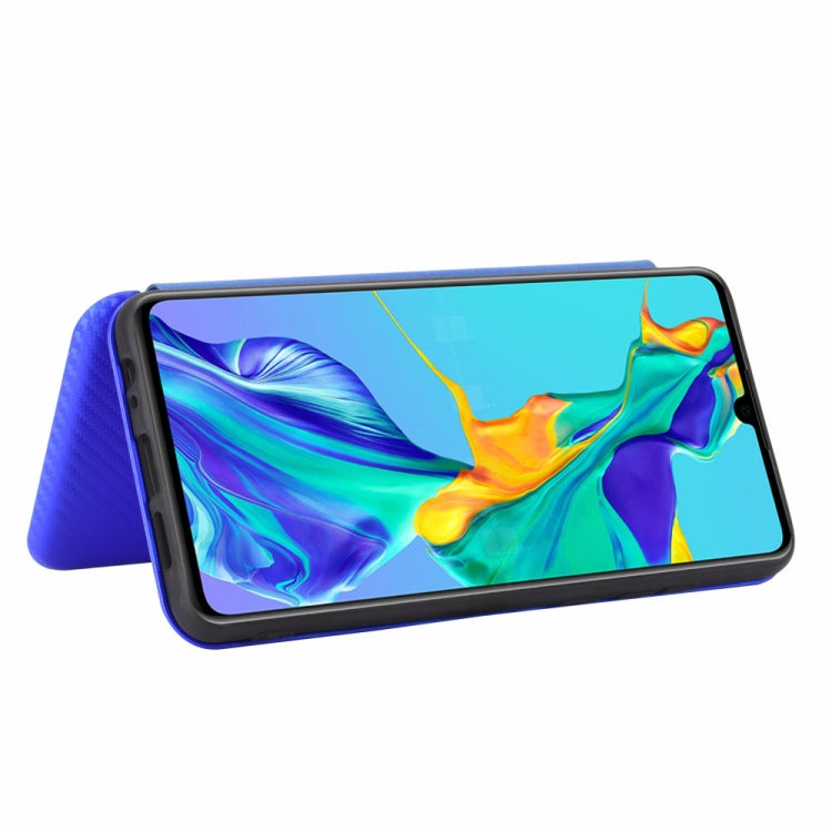 For Huawei P30 Carbon Fiber Texture Horizontal Flip TPU + PC + PU Leather Case with Card Slot