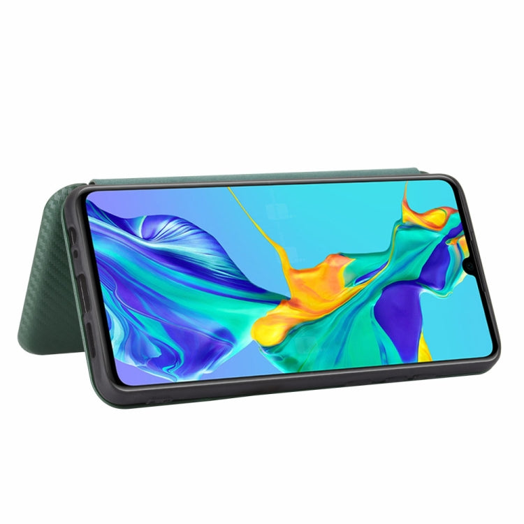 For Huawei P30 Carbon Fiber Texture Horizontal Flip TPU + PC + PU Leather Case with Card Slot