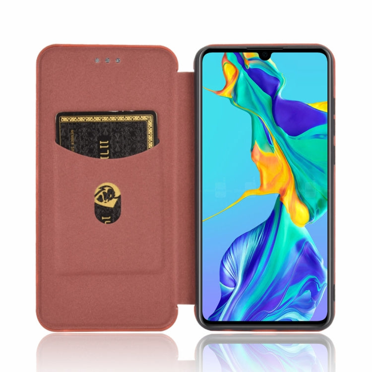 For Huawei P30 Carbon Fiber Texture Horizontal Flip TPU + PC + PU Leather Case with Card Slot