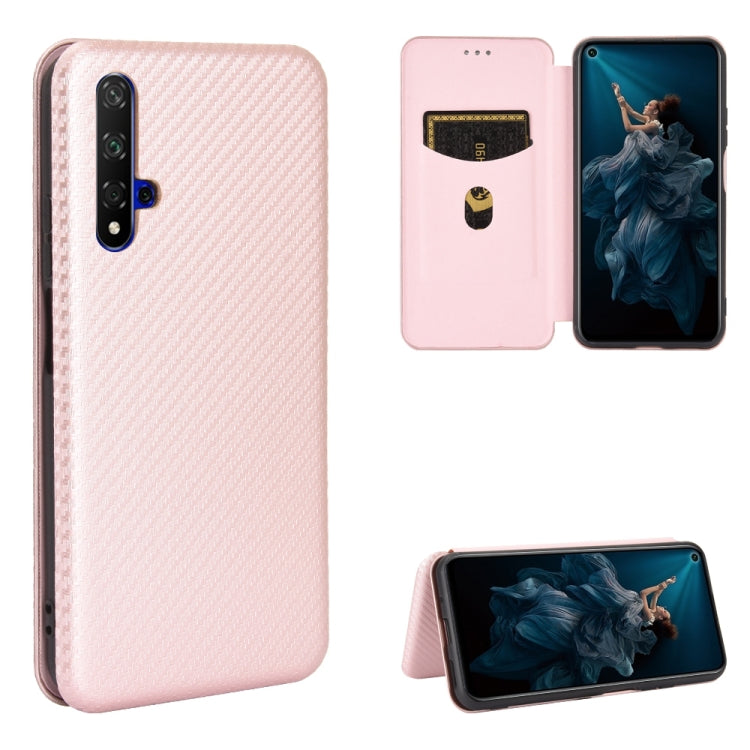 For Huawei Honor 20 / nova 5T Carbon Fiber Texture Horizontal Flip TPU + PC + PU Leather Case with Card Slot
