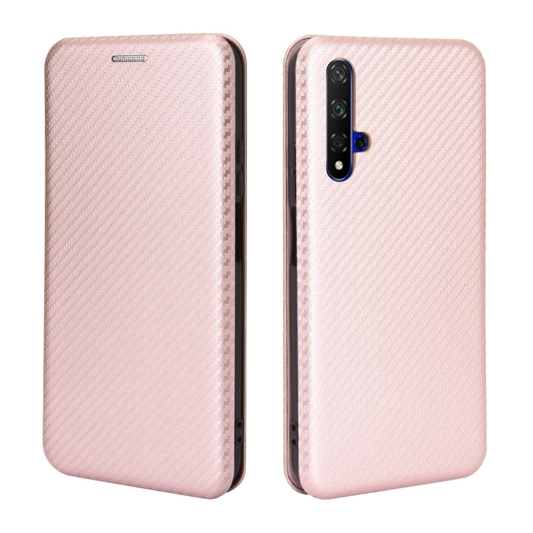 For Huawei Honor 20 / nova 5T Carbon Fiber Texture Horizontal Flip TPU + PC + PU Leather Case with Card Slot