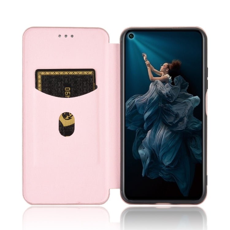 For Huawei Honor 20 / nova 5T Carbon Fiber Texture Horizontal Flip TPU + PC + PU Leather Case with Card Slot