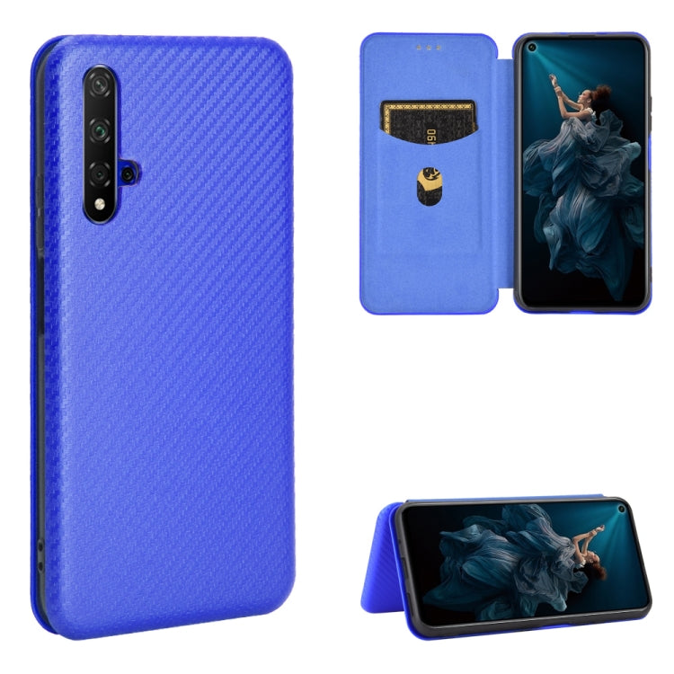 For Huawei Honor 20 / nova 5T Carbon Fiber Texture Horizontal Flip TPU + PC + PU Leather Case with Card Slot