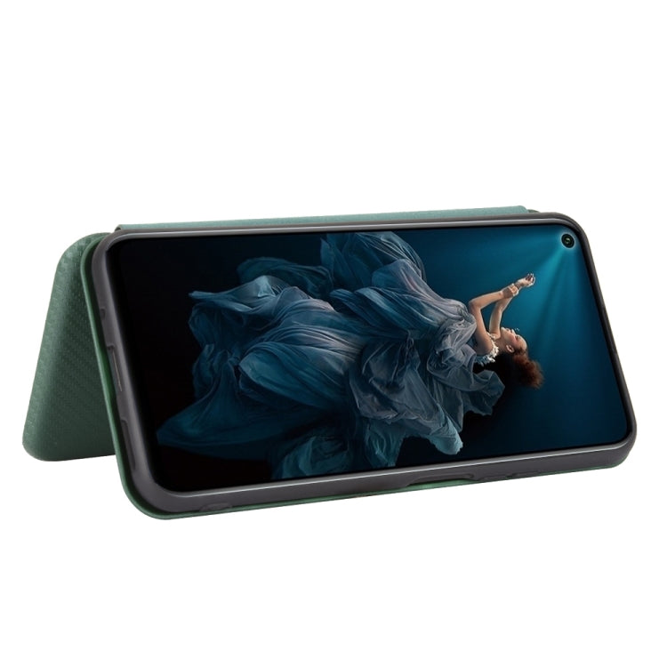 For Huawei Honor 20 / nova 5T Carbon Fiber Texture Horizontal Flip TPU + PC + PU Leather Case with Card Slot