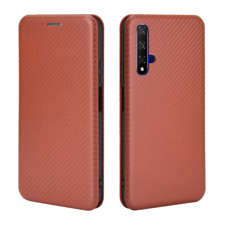 For Huawei Honor 20 / nova 5T Carbon Fiber Texture Horizontal Flip TPU + PC + PU Leather Case with Card Slot