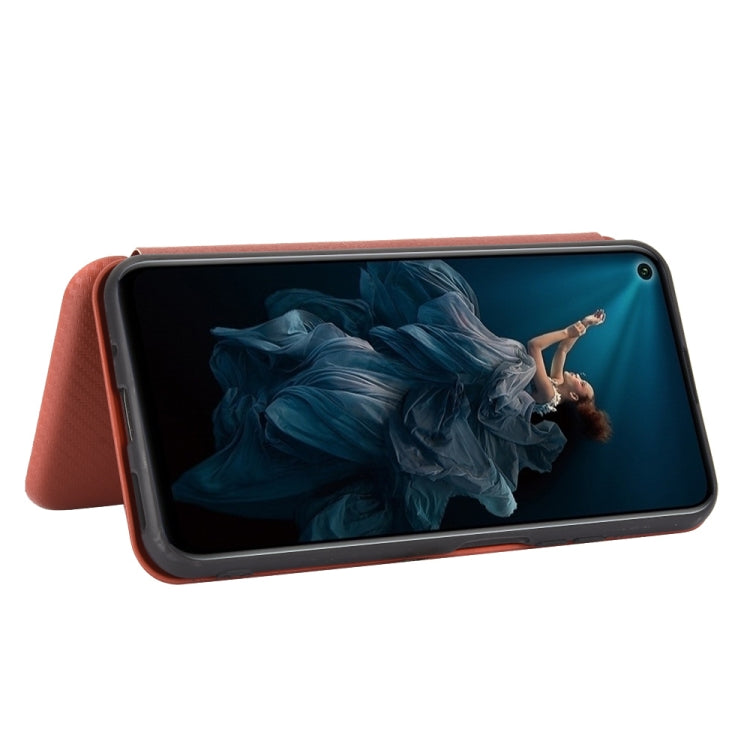 For Huawei Honor 20 / nova 5T Carbon Fiber Texture Horizontal Flip TPU + PC + PU Leather Case with Card Slot