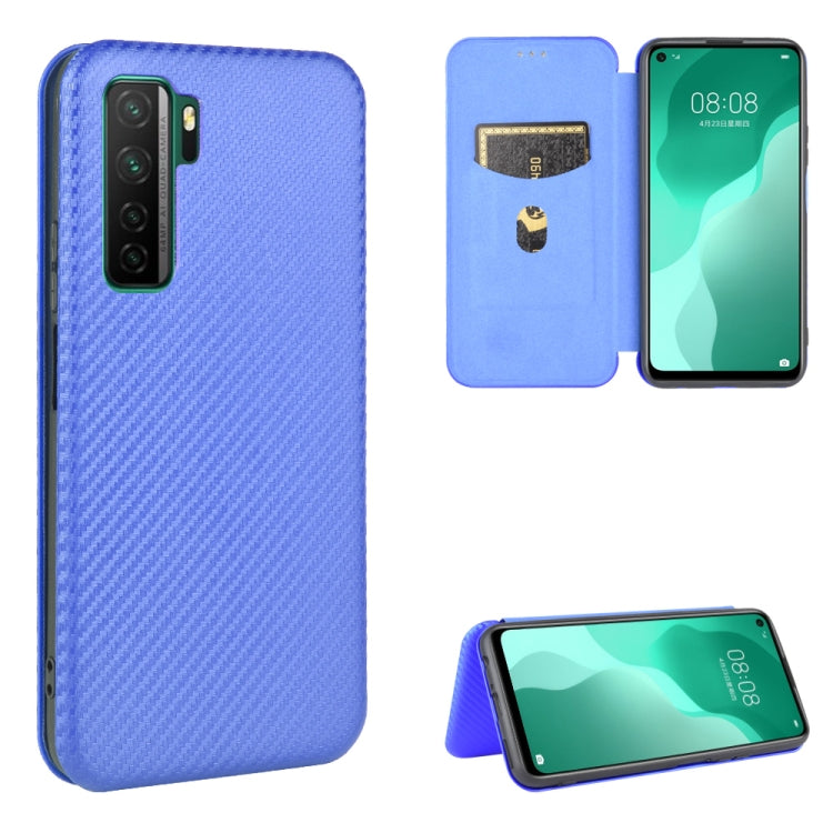 For Huawei nova 7 SE / P40 Lite 5G Carbon Fiber Texture Horizontal Flip TPU + PC + PU Leather Case with Card Slot