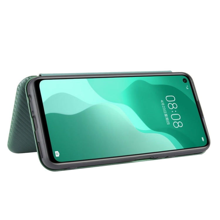 For Huawei nova 7 SE / P40 Lite 5G Carbon Fiber Texture Horizontal Flip TPU + PC + PU Leather Case with Card Slot