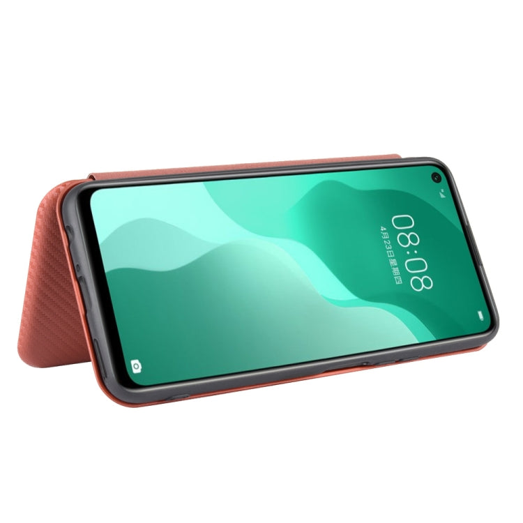 For Huawei nova 7 SE / P40 Lite 5G Carbon Fiber Texture Horizontal Flip TPU + PC + PU Leather Case with Card Slot