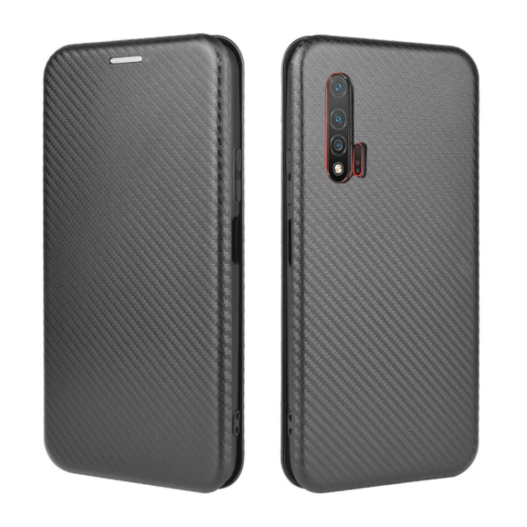 For Huawei nova 6 4G Carbon Fiber Texture Horizontal Flip TPU + PC + PU Leather Case with Card Slot