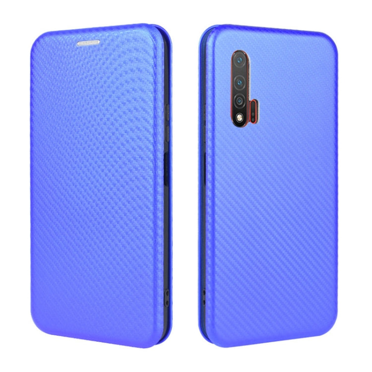 For Huawei nova 6 4G Carbon Fiber Texture Horizontal Flip TPU + PC + PU Leather Case with Card Slot