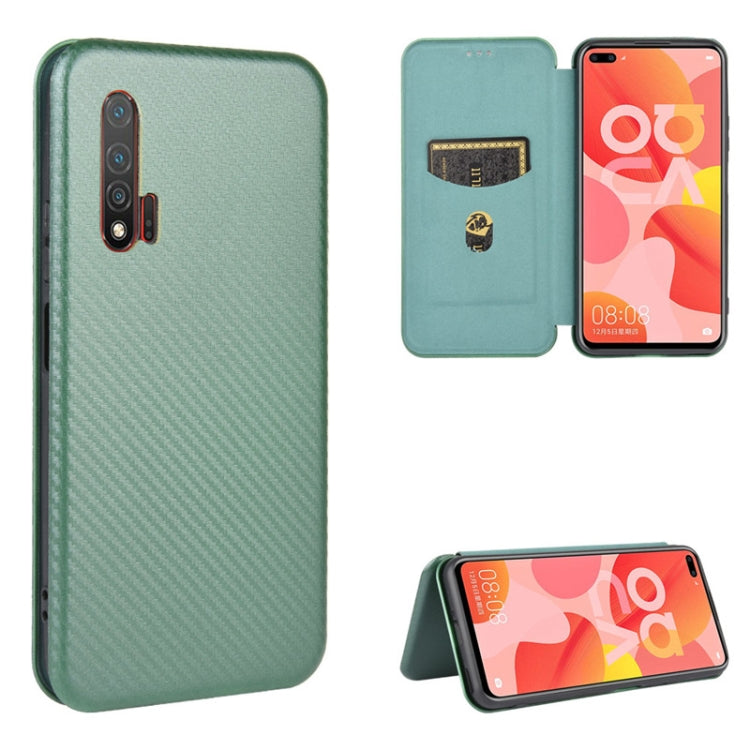 For Huawei nova 6 4G Carbon Fiber Texture Horizontal Flip TPU + PC + PU Leather Case with Card Slot