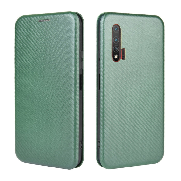 For Huawei nova 6 4G Carbon Fiber Texture Horizontal Flip TPU + PC + PU Leather Case with Card Slot