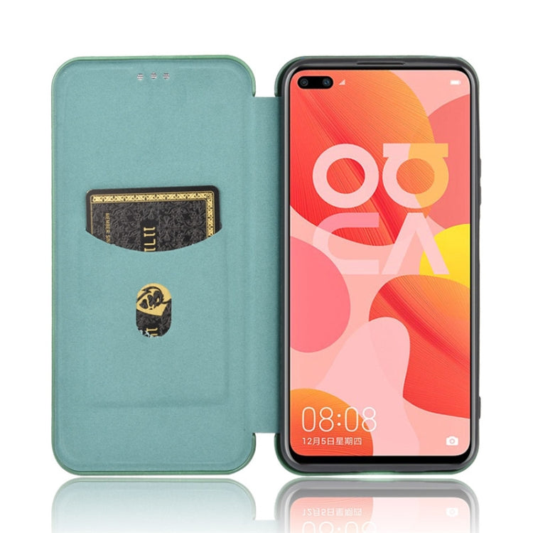 For Huawei nova 6 4G Carbon Fiber Texture Horizontal Flip TPU + PC + PU Leather Case with Card Slot
