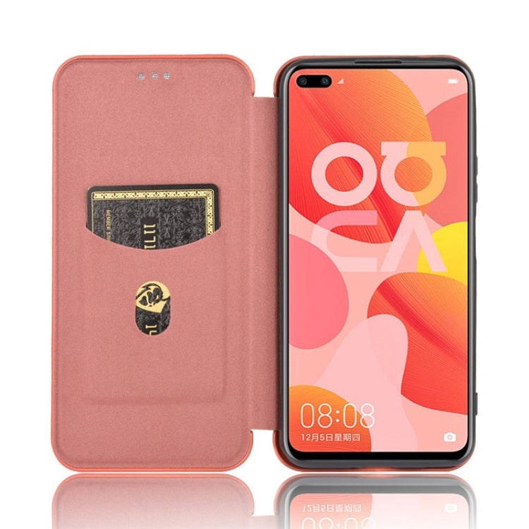 For Huawei nova 6 4G Carbon Fiber Texture Horizontal Flip TPU + PC + PU Leather Case with Card Slot