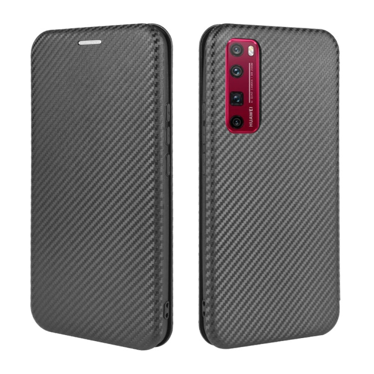For Huawei nova 7 Pro 5G Carbon Fiber Texture Horizontal Flip TPU + PC + PU Leather Case with Card Slot