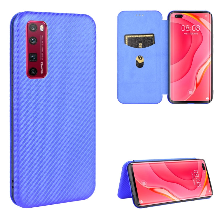 For Huawei nova 7 Pro 5G Carbon Fiber Texture Horizontal Flip TPU + PC + PU Leather Case with Card Slot