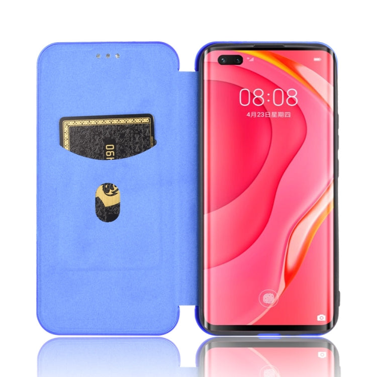 For Huawei nova 7 Pro 5G Carbon Fiber Texture Horizontal Flip TPU + PC + PU Leather Case with Card Slot