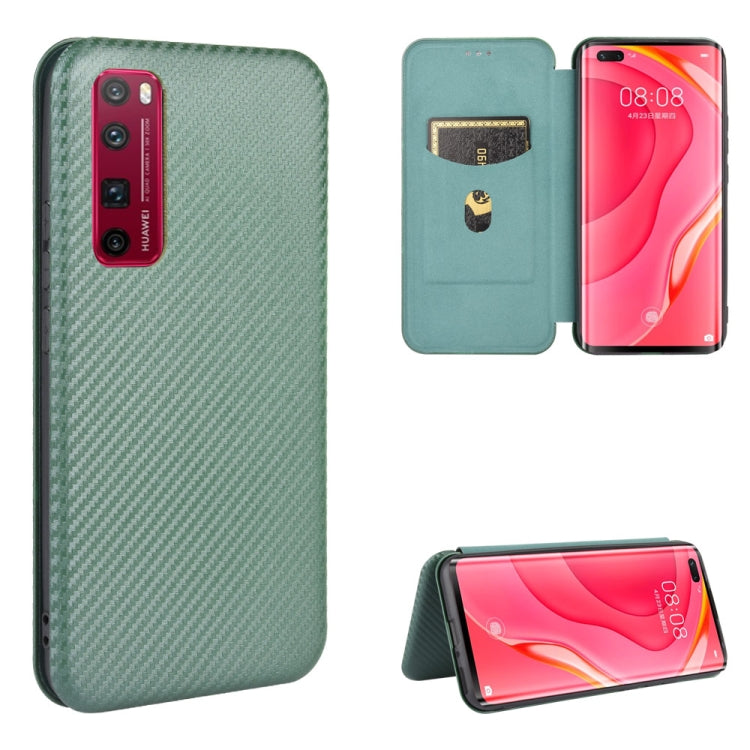 For Huawei nova 7 Pro 5G Carbon Fiber Texture Horizontal Flip TPU + PC + PU Leather Case with Card Slot