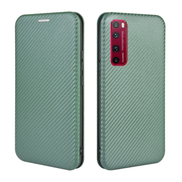 For Huawei nova 7 Pro 5G Carbon Fiber Texture Horizontal Flip TPU + PC + PU Leather Case with Card Slot