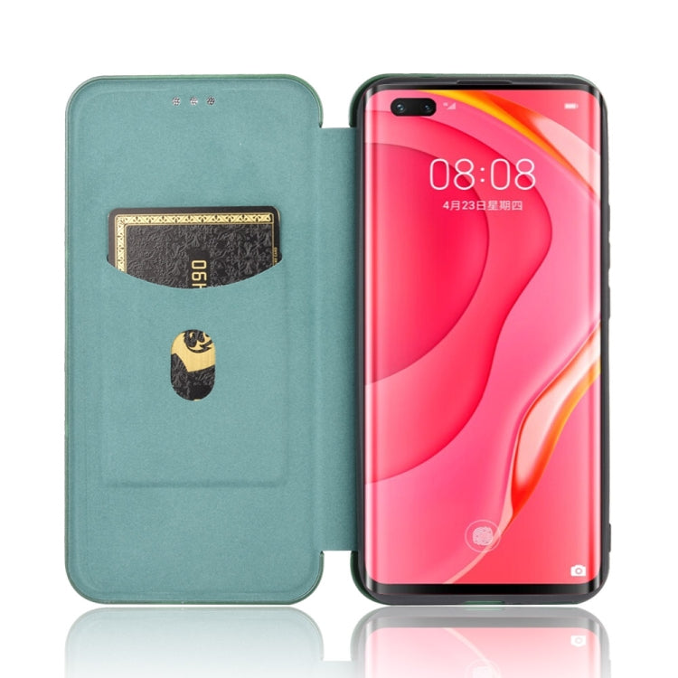 For Huawei nova 7 Pro 5G Carbon Fiber Texture Horizontal Flip TPU + PC + PU Leather Case with Card Slot