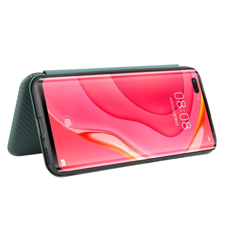For Huawei nova 7 Pro 5G Carbon Fiber Texture Horizontal Flip TPU + PC + PU Leather Case with Card Slot