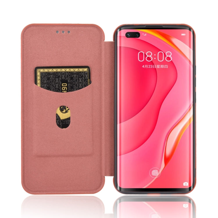 For Huawei nova 7 Pro 5G Carbon Fiber Texture Horizontal Flip TPU + PC + PU Leather Case with Card Slot