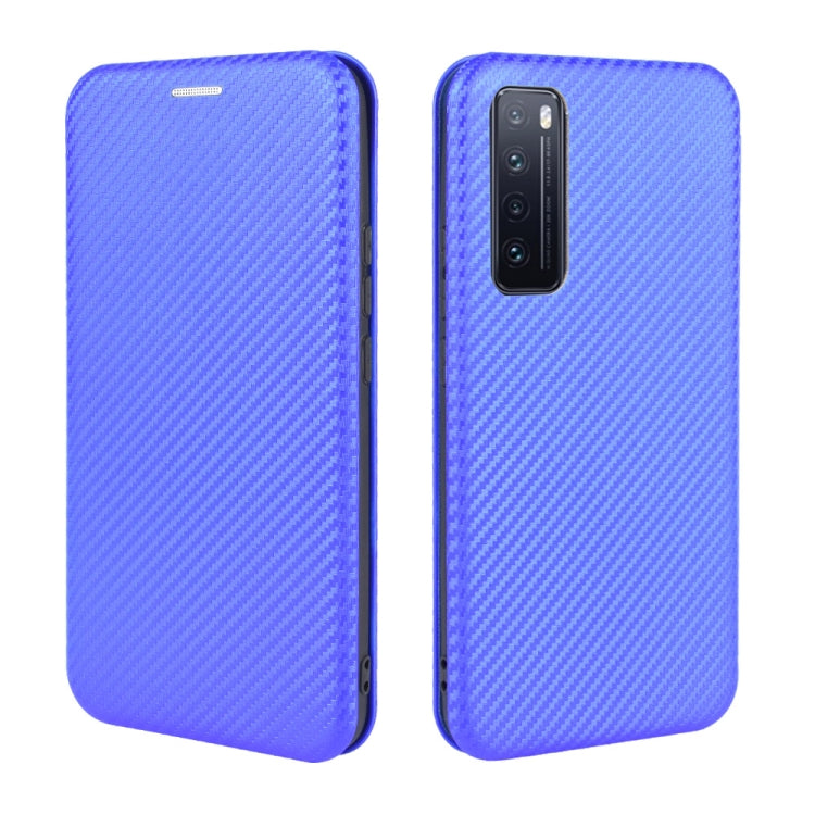 For Huawei nova 7 5G Carbon Fiber Texture Horizontal Flip TPU + PC + PU Leather Case with Card Slot