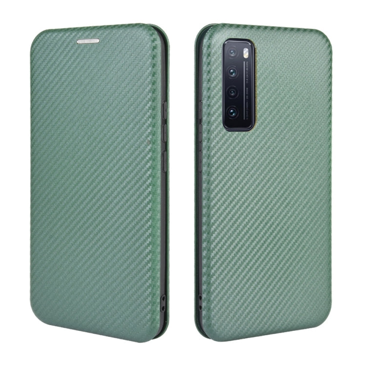 For Huawei nova 7 5G Carbon Fiber Texture Horizontal Flip TPU + PC + PU Leather Case with Card Slot
