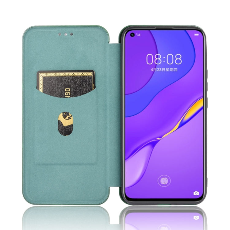 For Huawei nova 7 5G Carbon Fiber Texture Horizontal Flip TPU + PC + PU Leather Case with Card Slot