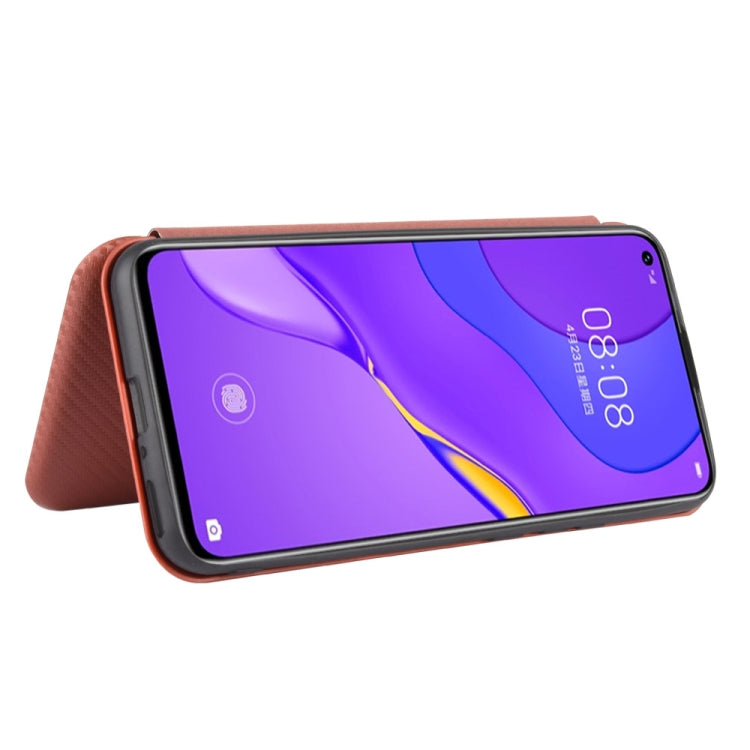 For Huawei nova 7 5G Carbon Fiber Texture Horizontal Flip TPU + PC + PU Leather Case with Card Slot