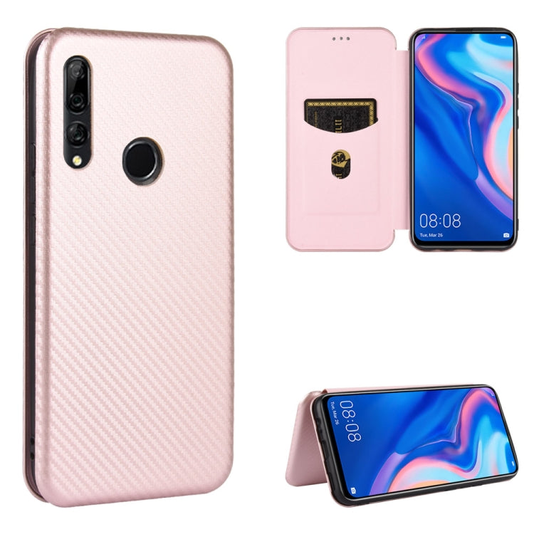 For Huawei P Smart Z / Y9 Prime (2019) Carbon Fiber Texture Horizontal Flip TPU + PC + PU Leather Case with Card Slot