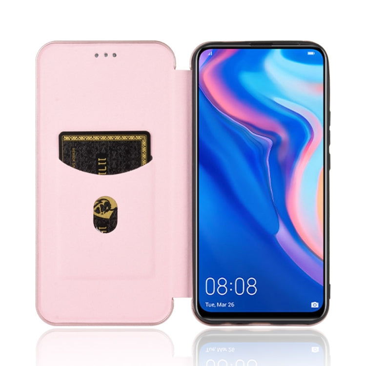 For Huawei P Smart Z / Y9 Prime (2019) Carbon Fiber Texture Horizontal Flip TPU + PC + PU Leather Case with Card Slot