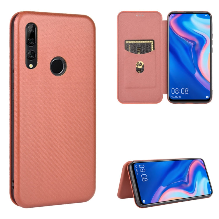 For Huawei P Smart Z / Y9 Prime (2019) Carbon Fiber Texture Horizontal Flip TPU + PC + PU Leather Case with Card Slot