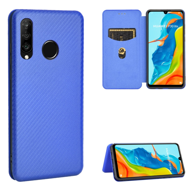For Huawei P30 Lite / nova 4e Carbon Fiber Texture Horizontal Flip TPU + PC + PU Leather Case with Card Slot