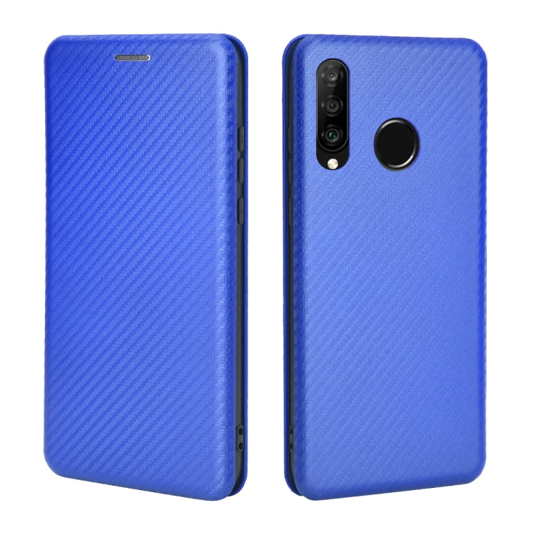 For Huawei P30 Lite / nova 4e Carbon Fiber Texture Horizontal Flip TPU + PC + PU Leather Case with Card Slot