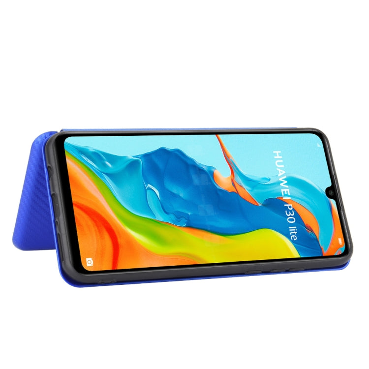For Huawei P30 Lite / nova 4e Carbon Fiber Texture Horizontal Flip TPU + PC + PU Leather Case with Card Slot
