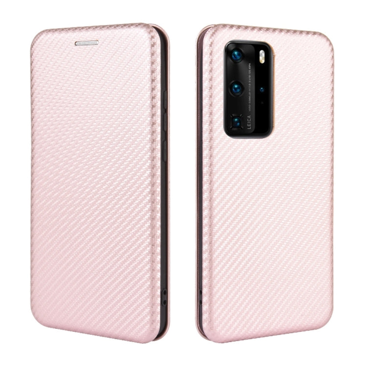 For Huawei P40 Pro Carbon Fiber Texture Horizontal Flip TPU + PC + PU Leather Case with Card Slot