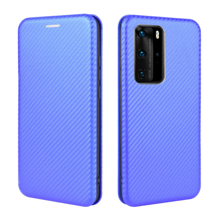 For Huawei P40 Pro Carbon Fiber Texture Horizontal Flip TPU + PC + PU Leather Case with Card Slot