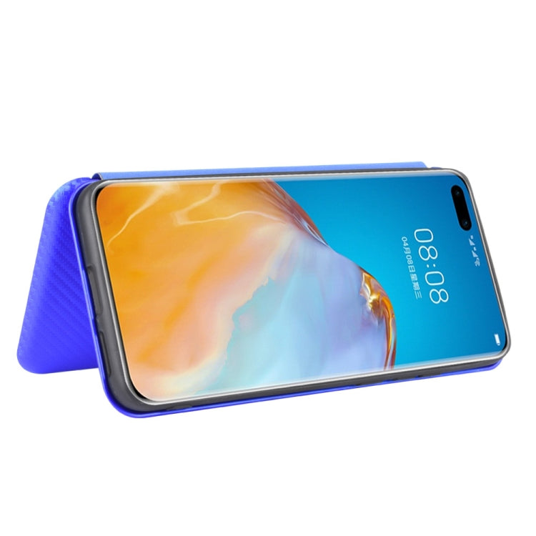 For Huawei P40 Pro Carbon Fiber Texture Horizontal Flip TPU + PC + PU Leather Case with Card Slot