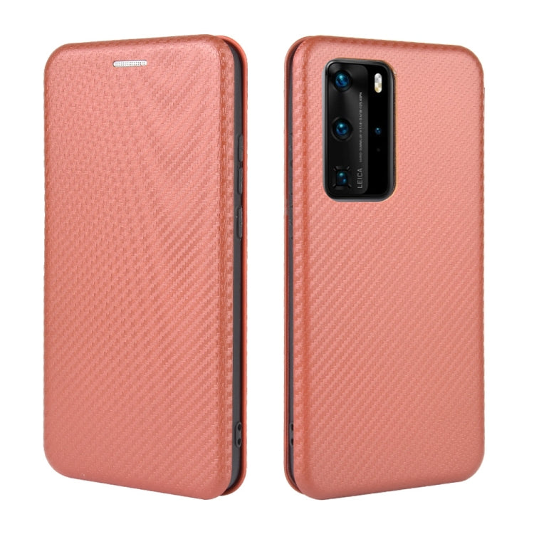 For Huawei P40 Pro Carbon Fiber Texture Horizontal Flip TPU + PC + PU Leather Case with Card Slot