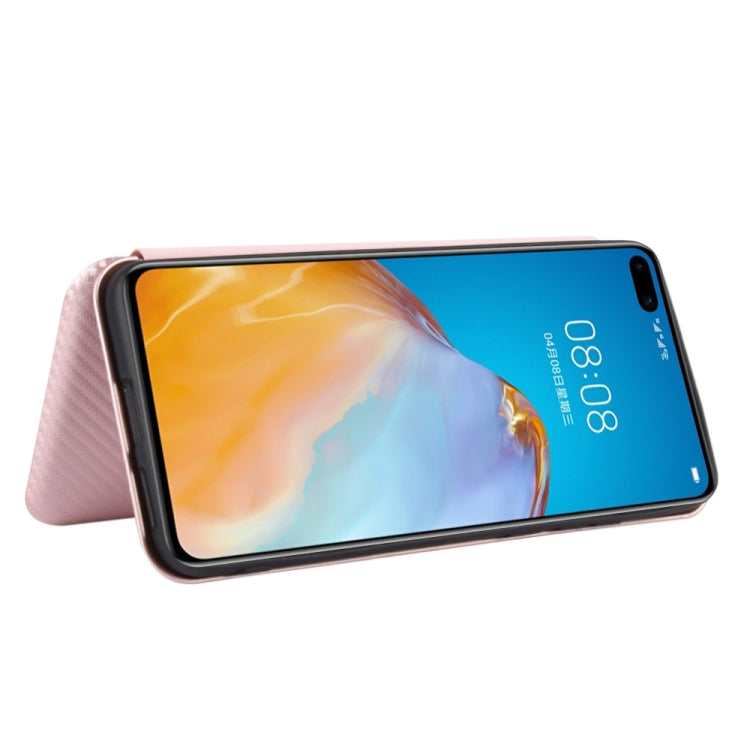 For Huawei P40 Carbon Fiber Texture Horizontal Flip TPU + PC + PU Leather Case with Card Slot