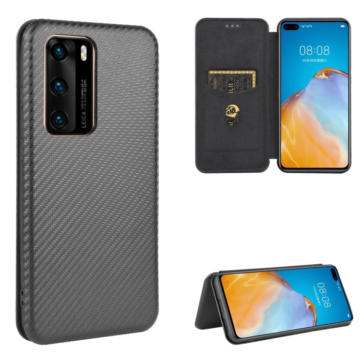 For Huawei P40 Carbon Fiber Texture Horizontal Flip TPU + PC + PU Leather Case with Card Slot