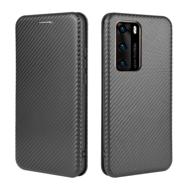 For Huawei P40 Carbon Fiber Texture Horizontal Flip TPU + PC + PU Leather Case with Card Slot