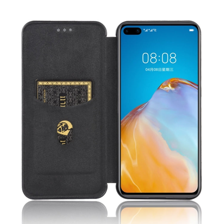 For Huawei P40 Carbon Fiber Texture Horizontal Flip TPU + PC + PU Leather Case with Card Slot