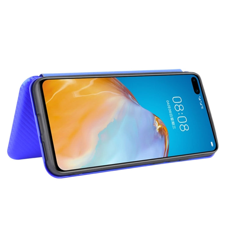 For Huawei P40 Carbon Fiber Texture Horizontal Flip TPU + PC + PU Leather Case with Card Slot