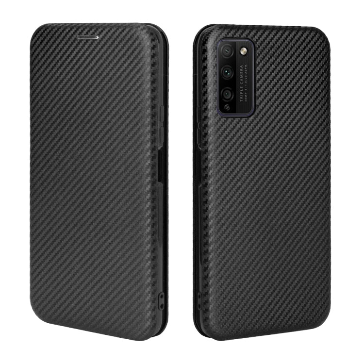 For Huawei Honor 30 Youth Carbon Fiber Texture Horizontal Flip TPU + PC + PU Leather Case with Card Slot