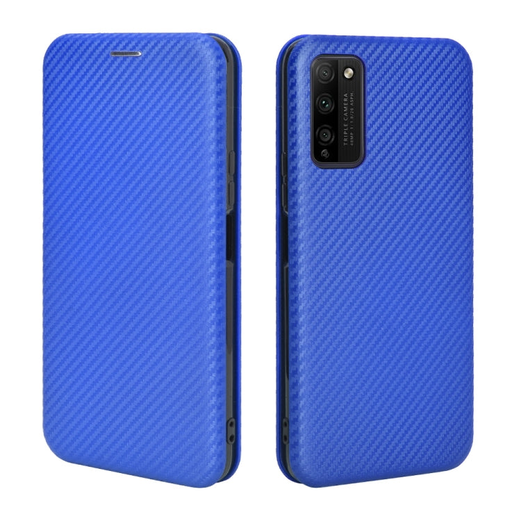 For Huawei Honor 30 Youth Carbon Fiber Texture Horizontal Flip TPU + PC + PU Leather Case with Card Slot