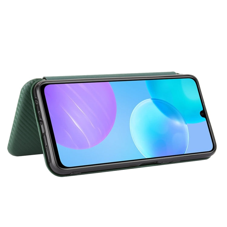 For Huawei Honor 30 Youth Carbon Fiber Texture Horizontal Flip TPU + PC + PU Leather Case with Card Slot